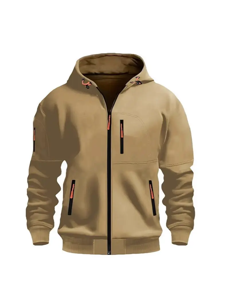 Plus Size Men Hooded Jacket Winter Casual Zipper