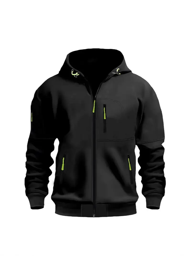 Plus Size Men Hooded Jacket Winter Casual Zipper