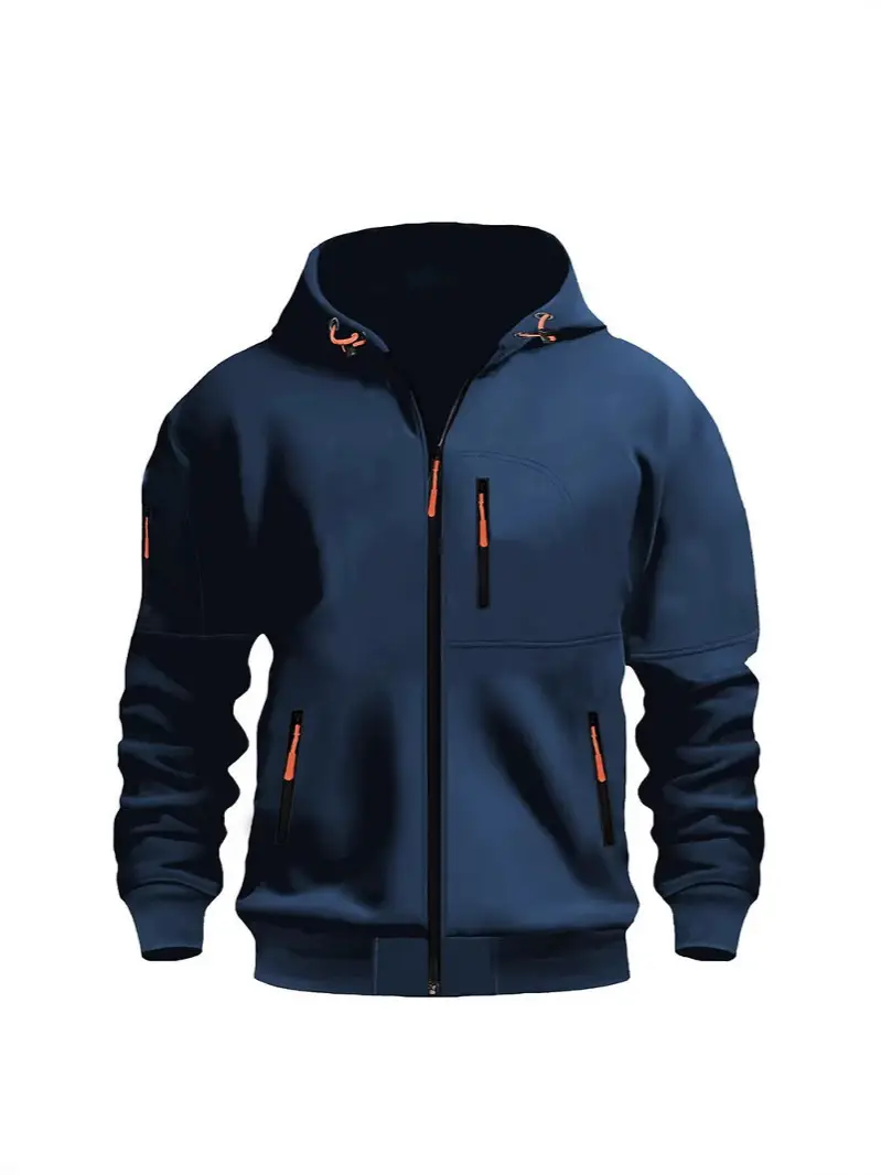 Plus Size Men Hooded Jacket Winter Casual Zipper