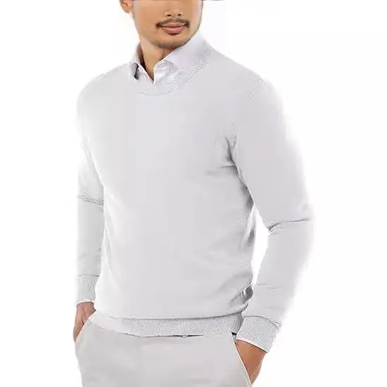 Men Black Crewneck Sweater Winter Business Casual Knit