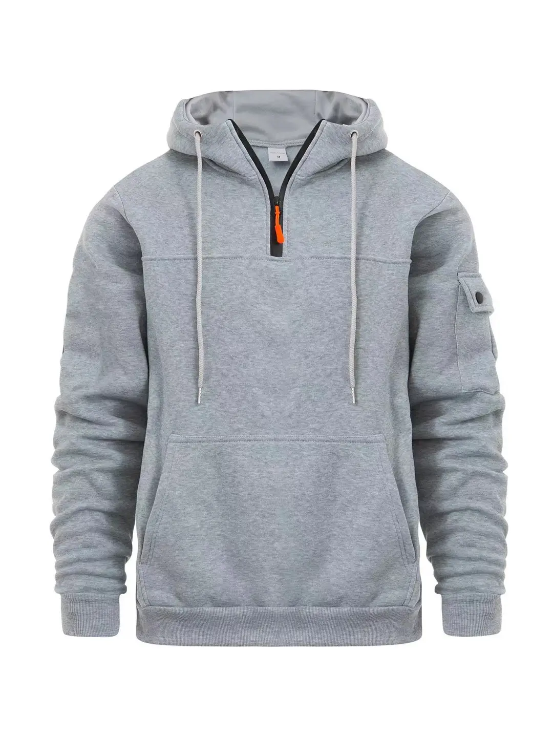 Men Grey Zip Hoodie Sports Casual Autumn