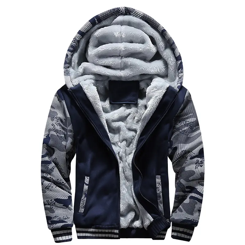 Men Hooded Fleece Winter Coat Plus Size