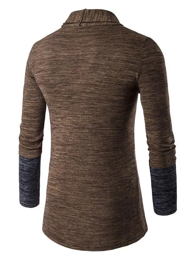 Men Contrast Color Korean Cardigan Light Gray