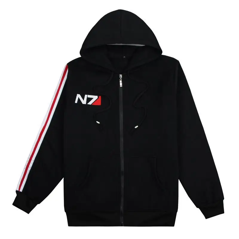 N7 Mass Effect Hoodie Men Women Black Zipper Sweatshirt