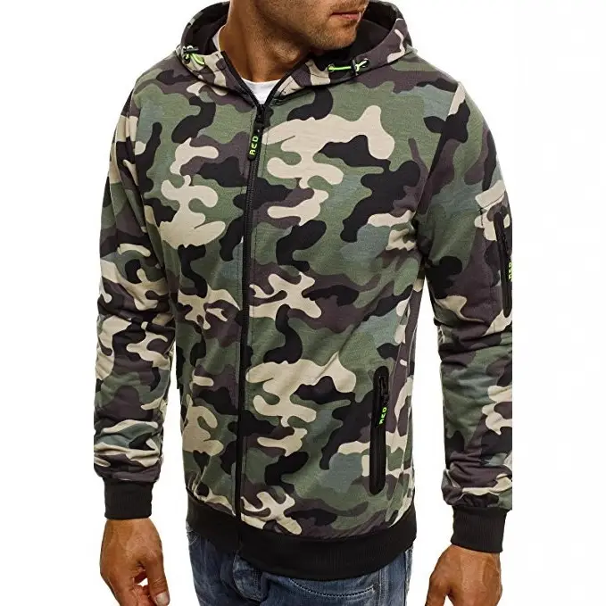 Men Camo Hoodie Grey Premium Cotton Blend