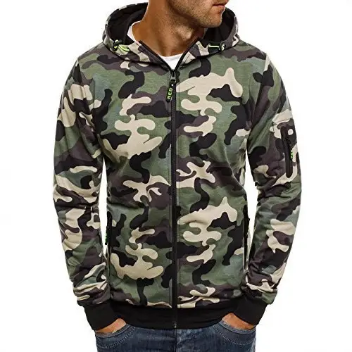 Men Camo Hoodie Grey Premium Cotton Blend