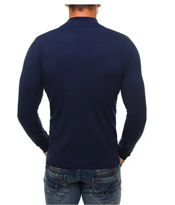 Men Black Zip Turtleneck Slim Knitwear