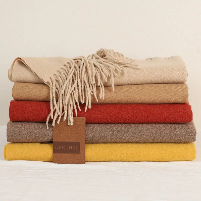 Women's Thick Wool Scarf Autumn Winter Solid Color Japanese Style