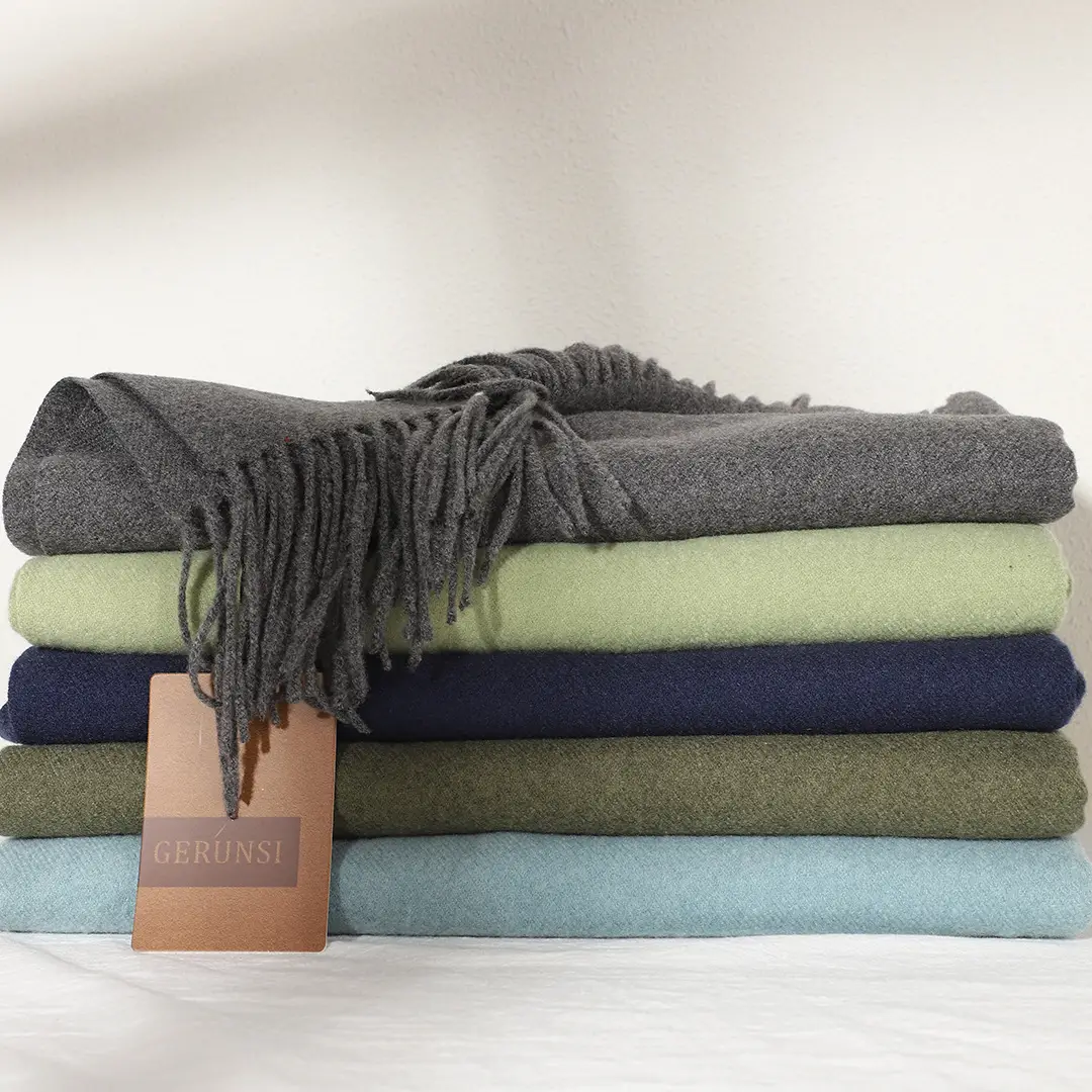 Women's Thick Wool Scarf Autumn Winter Solid Color Japanese Style