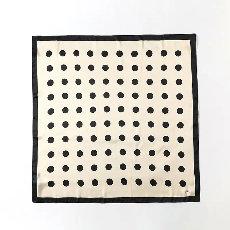 Women Dot Print Silk Scarf 90cm Square Summer
