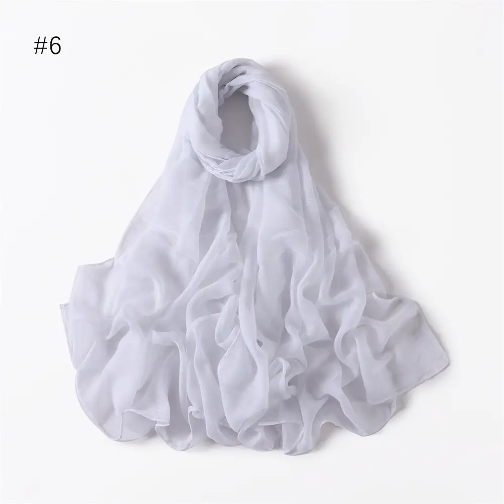 Women Solid Color Voile Scarf Cotton Linen Breathable Hijab