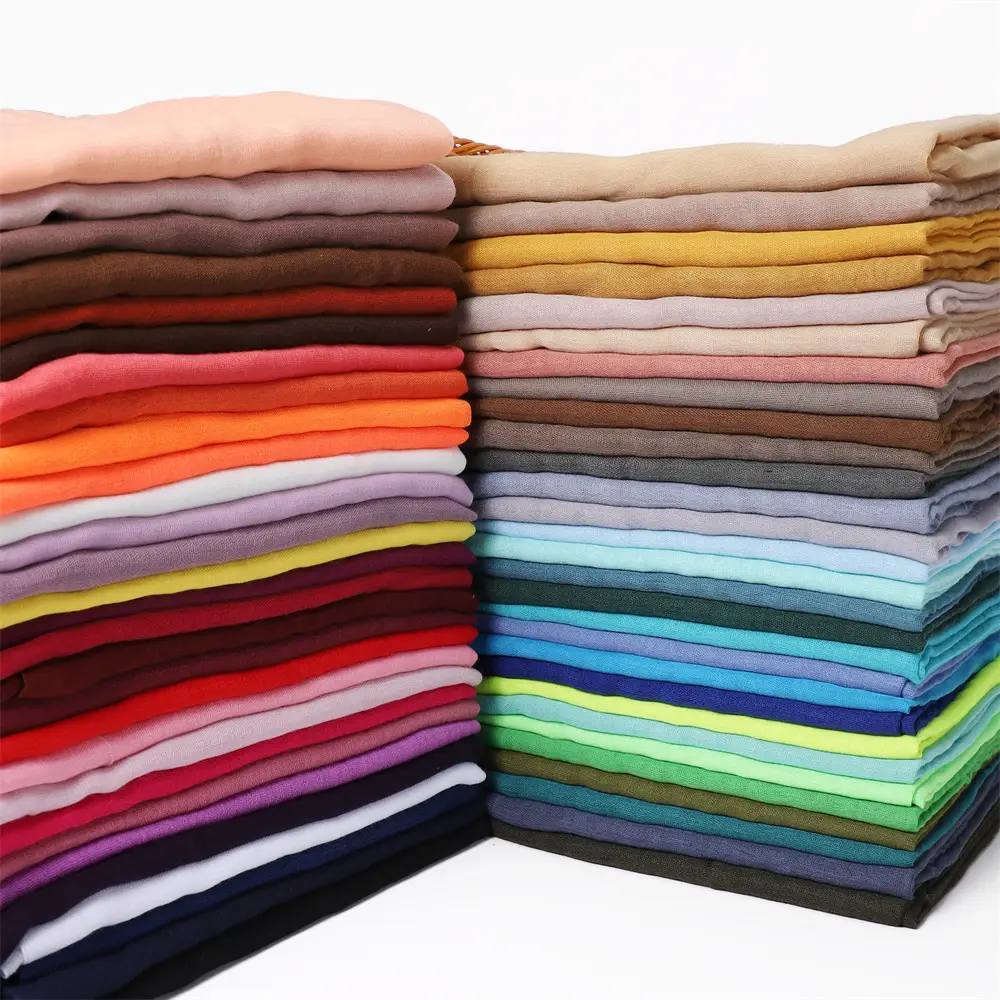 Women Solid Color Voile Scarf Cotton Linen Breathable Hijab