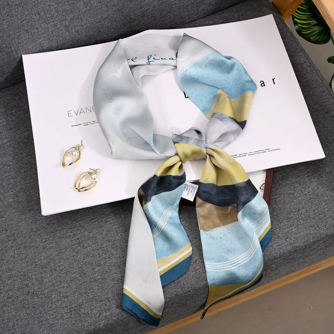 Silk Satin Scarf Autumn Landscape Design
