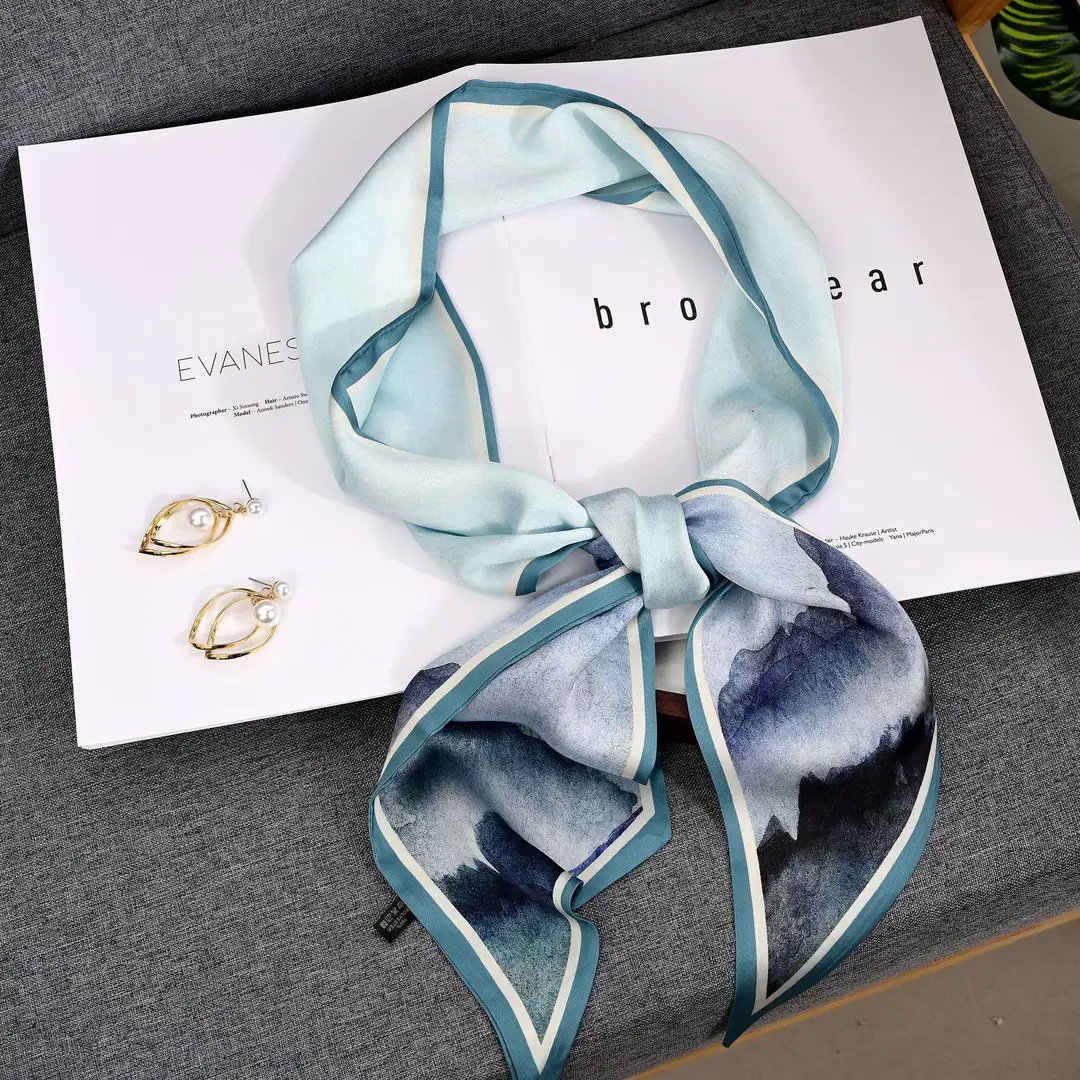 Silk Satin Scarf Autumn Landscape Design