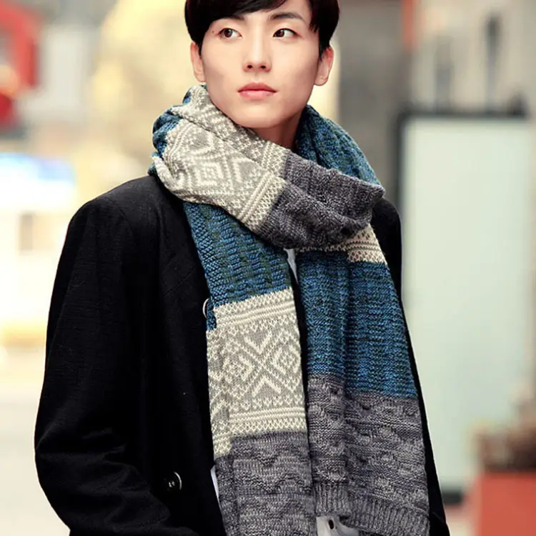 Men's Korean Knitted Winter Scarf Wool Warm Thick