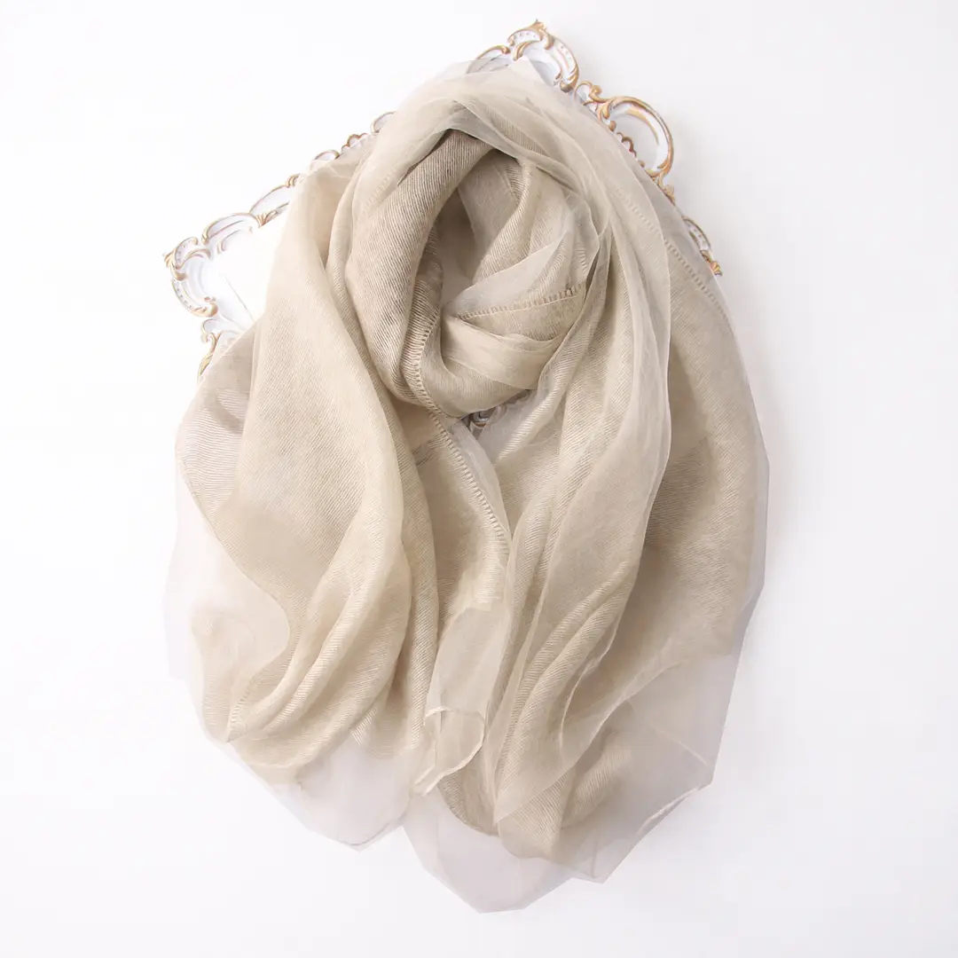 Navy Blue Silk Scarf Summer Outerwear Lightweight Elegant