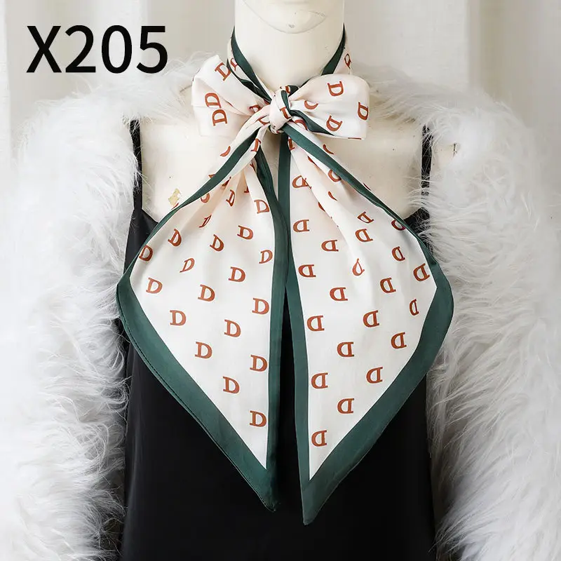 Retro Floral Silk Scarf Orange Blue Women's Fashion Accessory