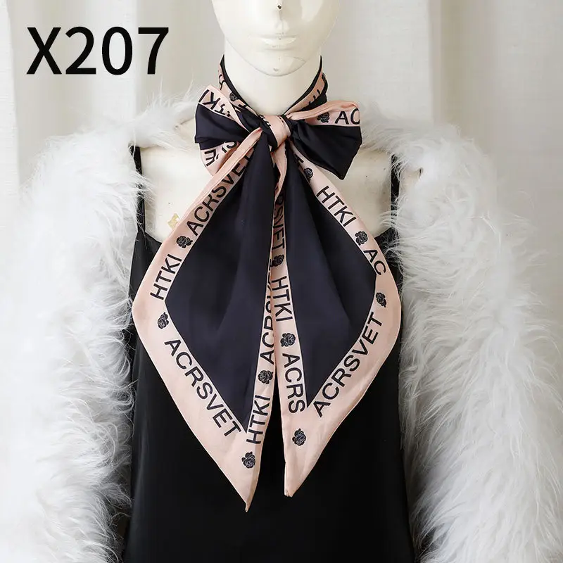 Retro Floral Silk Scarf Orange Blue Women's Fashion Accessory