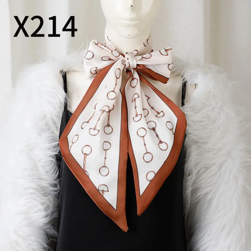 Retro Floral Silk Scarf Orange Blue Women's Fashion Accessory