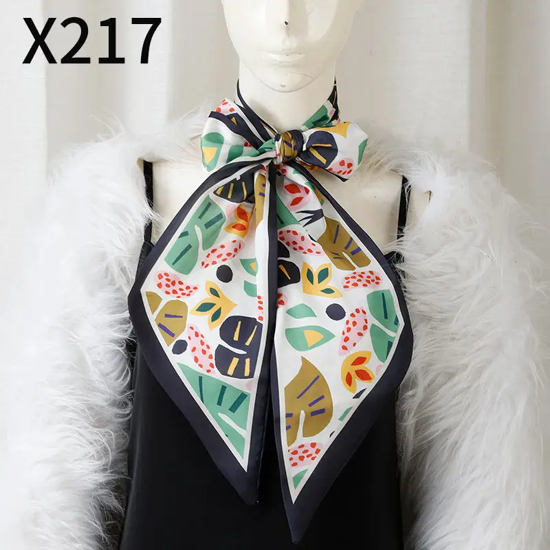 Retro Floral Silk Scarf Orange Blue Women's Fashion Accessory