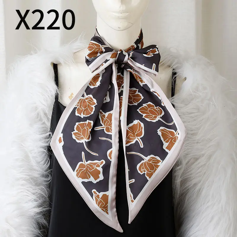 Retro Floral Silk Scarf Orange Blue Women's Fashion Accessory