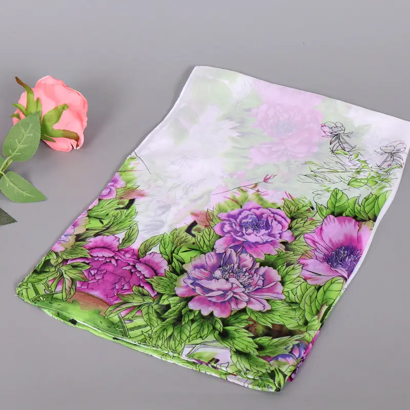 Pink Peony Printed Scarf Spring Summer Lightweight Decorative