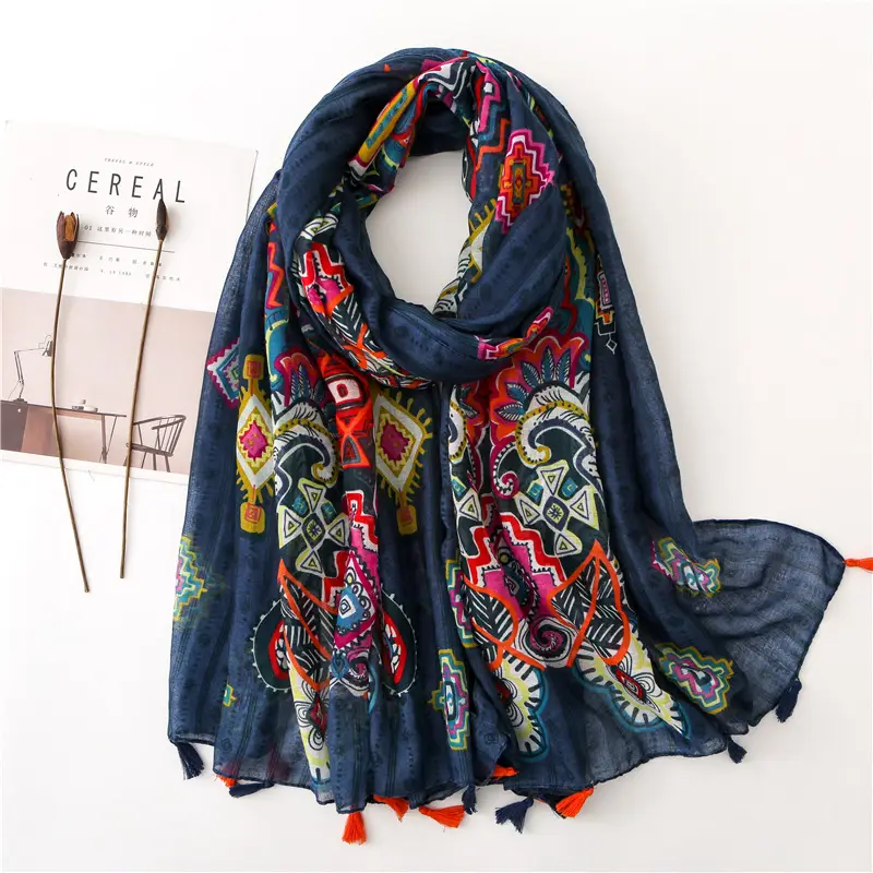 Women Bohemian Tassel Scarf Spring Summer Beach Travel