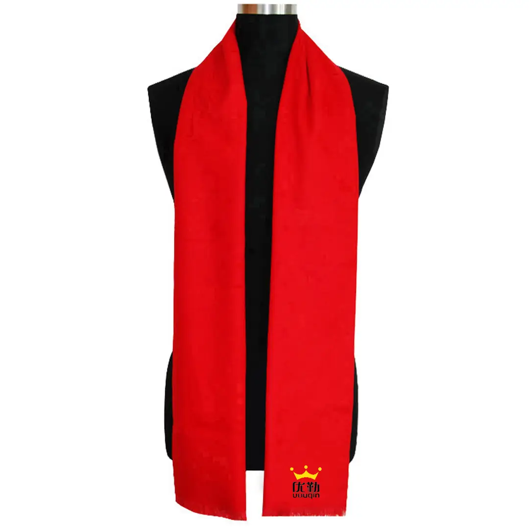 Custom Red Silk Scarf with Logo Printing for Events