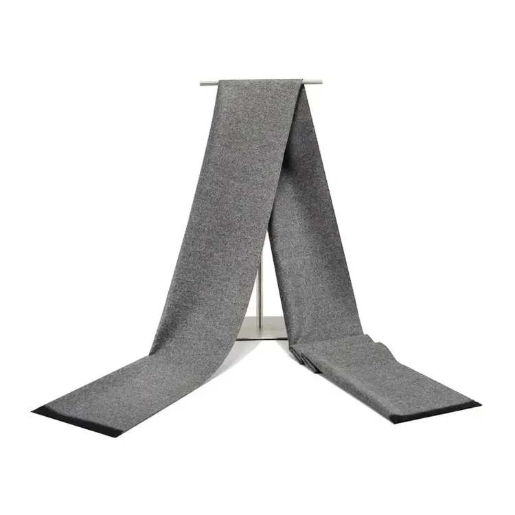 Men's Winter Warm Solid Color Scarf Gray Black