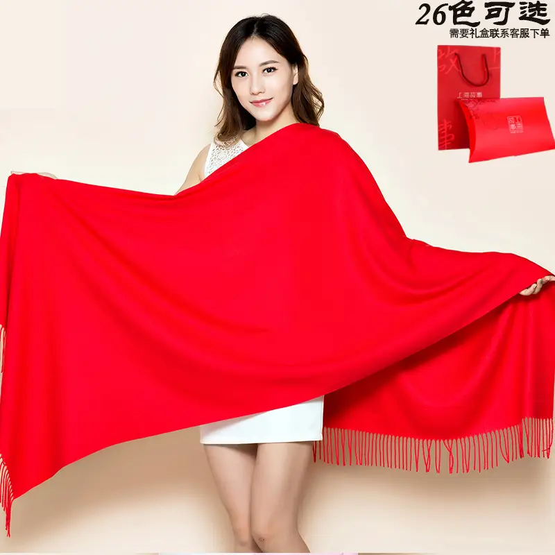 Women Red Cashmere Scarf Spring Office Wear