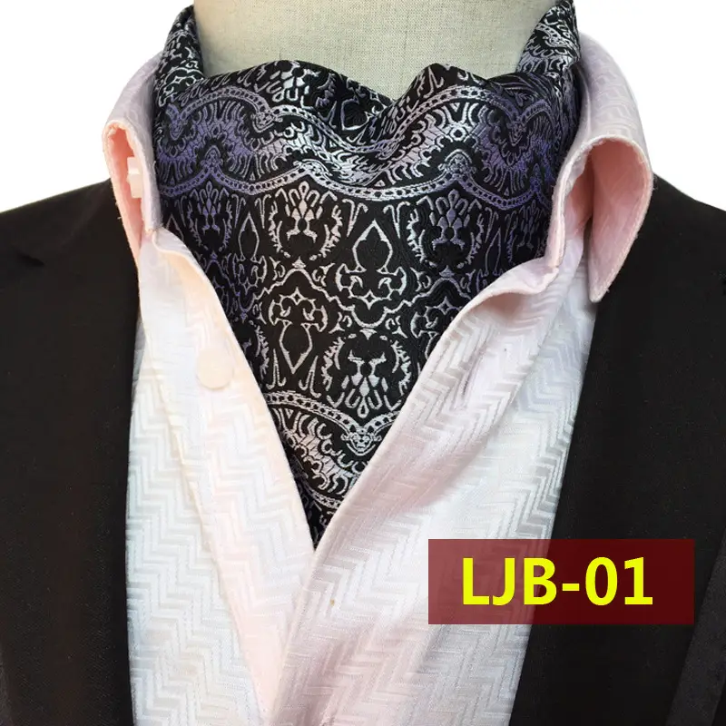 Men's Blue Paisley Jacquard Scarf for Suit Collar