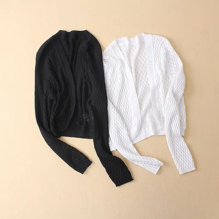 Women Silk Cardigan Black Small Hollow Waistcoat