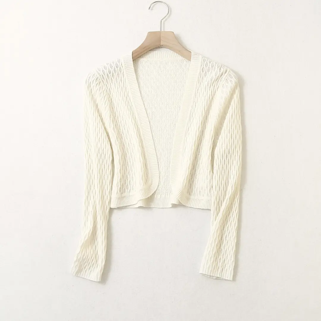 Women Silk Cardigan Black Small Hollow Waistcoat