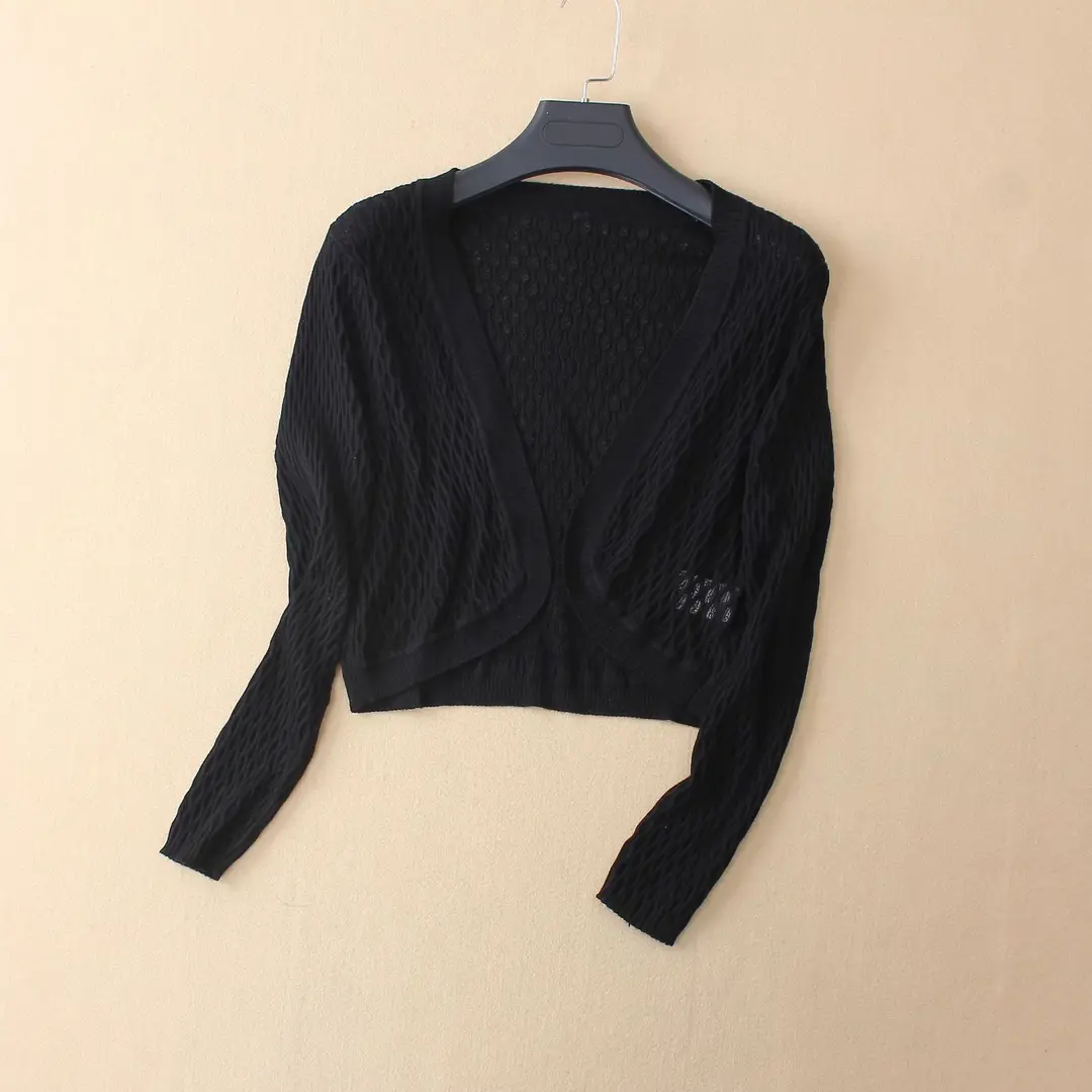 Women Silk Cardigan Black Small Size