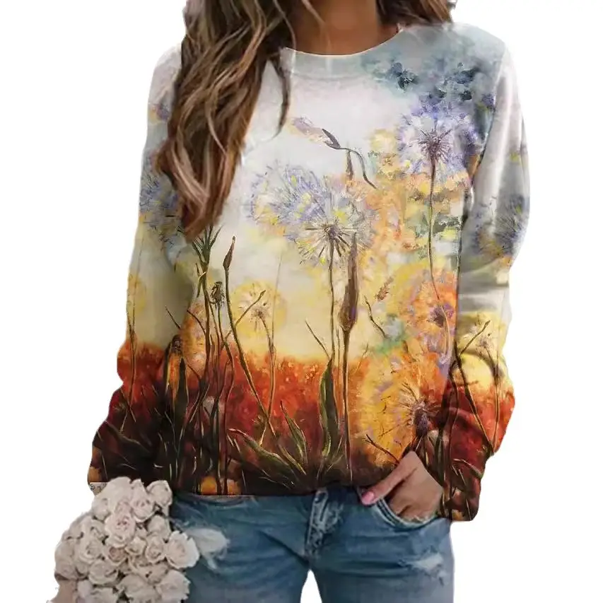 Women Printed Long Sleeve Sweatshirt Forest Sky Design