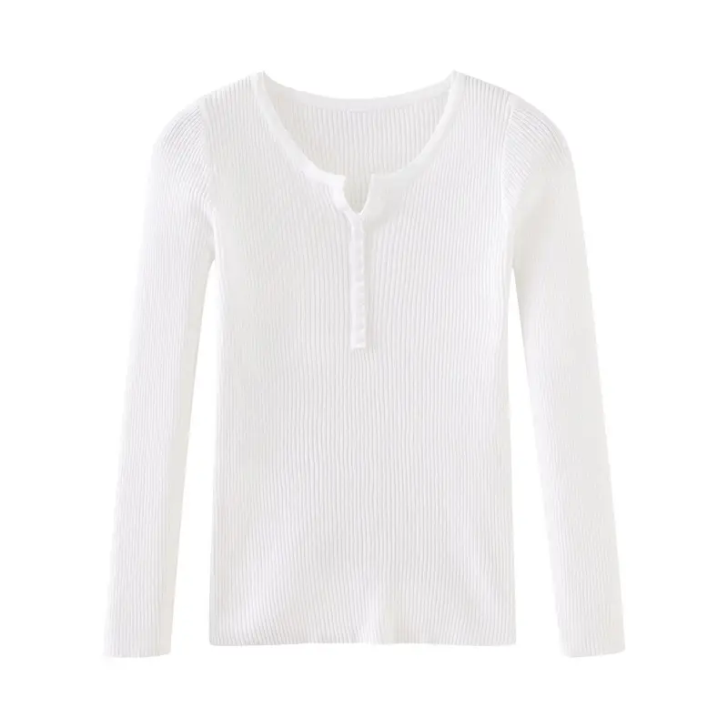 Women Slim Fit Long Sleeve Knit Sweater White Winter