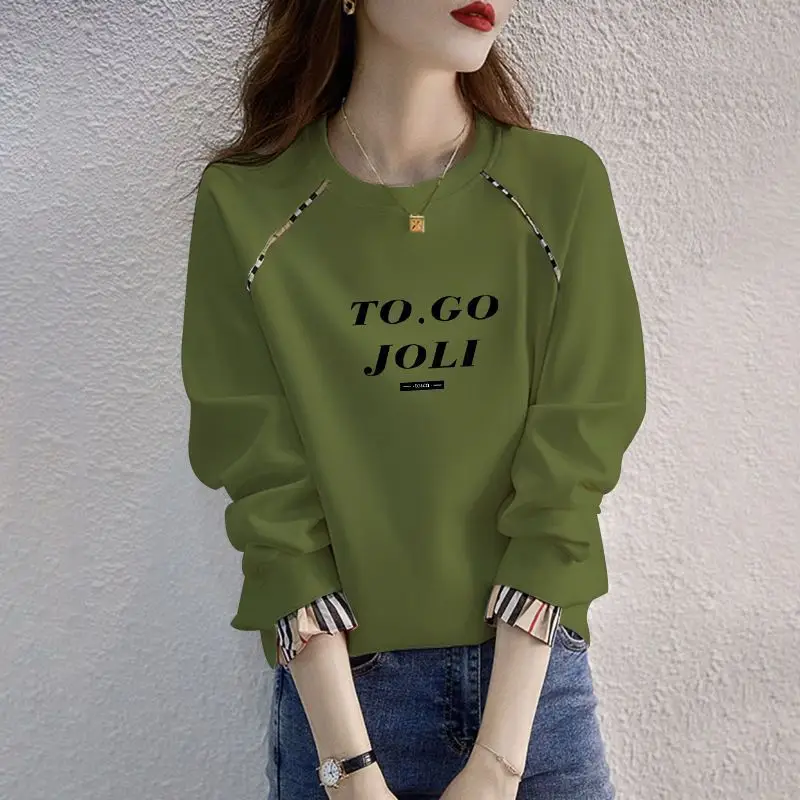 Women Black Cotton Long Sleeve Sweatshirt Loose Fit Trendy Autumn