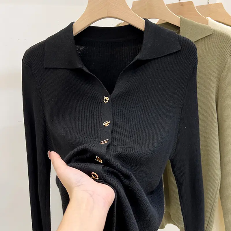 Women Long Sleeve Knit Top White Fall 2025