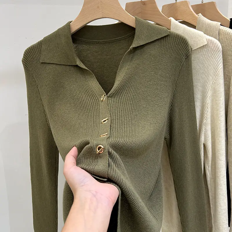 Women Long Sleeve Knit Top White Fall 2025
