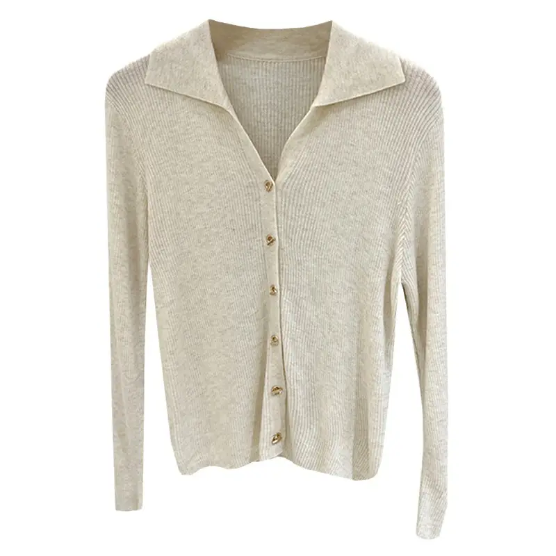 Women Long Sleeve Knit Top White Fall 2025