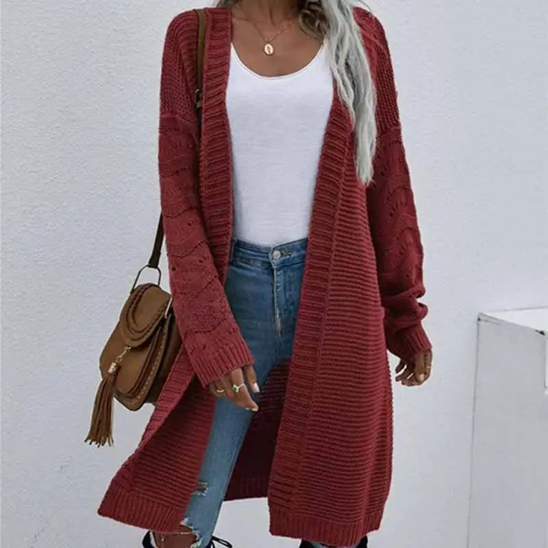 Women Long Knitted Cardigan Autumn Casual Sweater