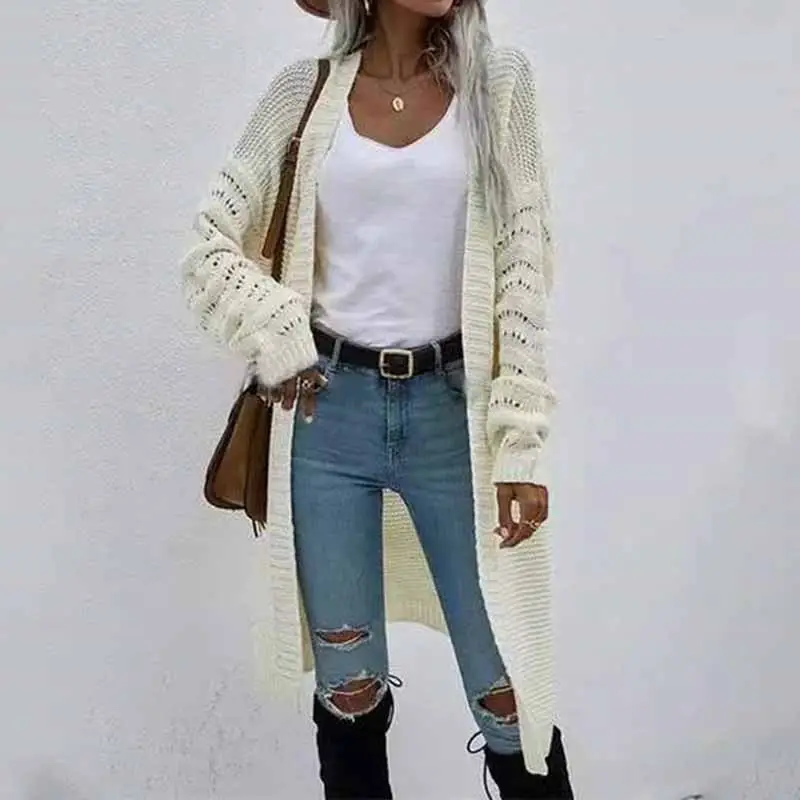 Women Long Knitted Cardigan Autumn Casual Sweater