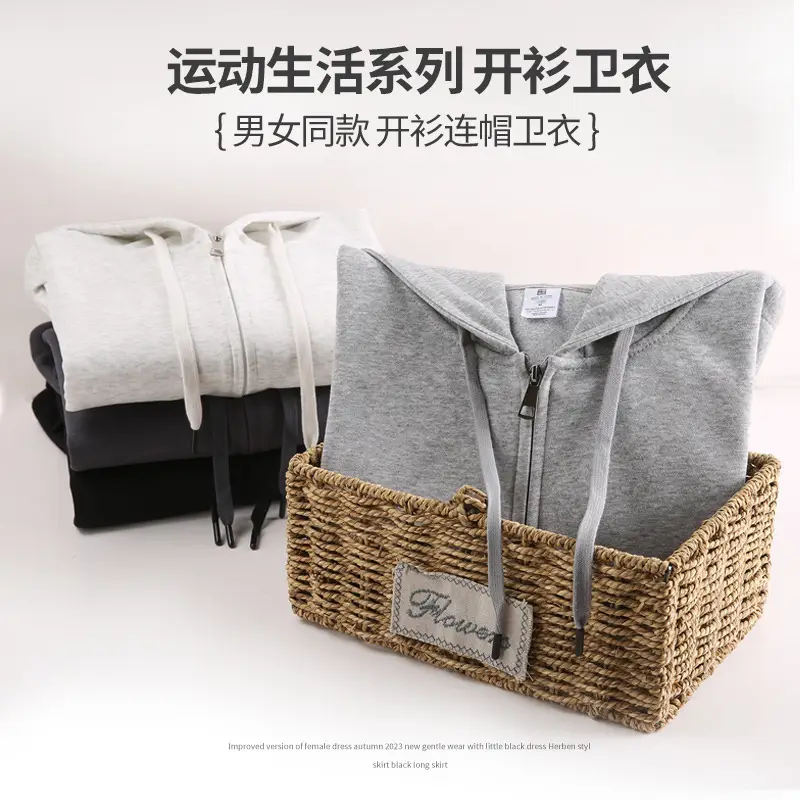 Women Hoodie Sweatshirt Smoky Gray Cotton Zipper Winter Loose Fit