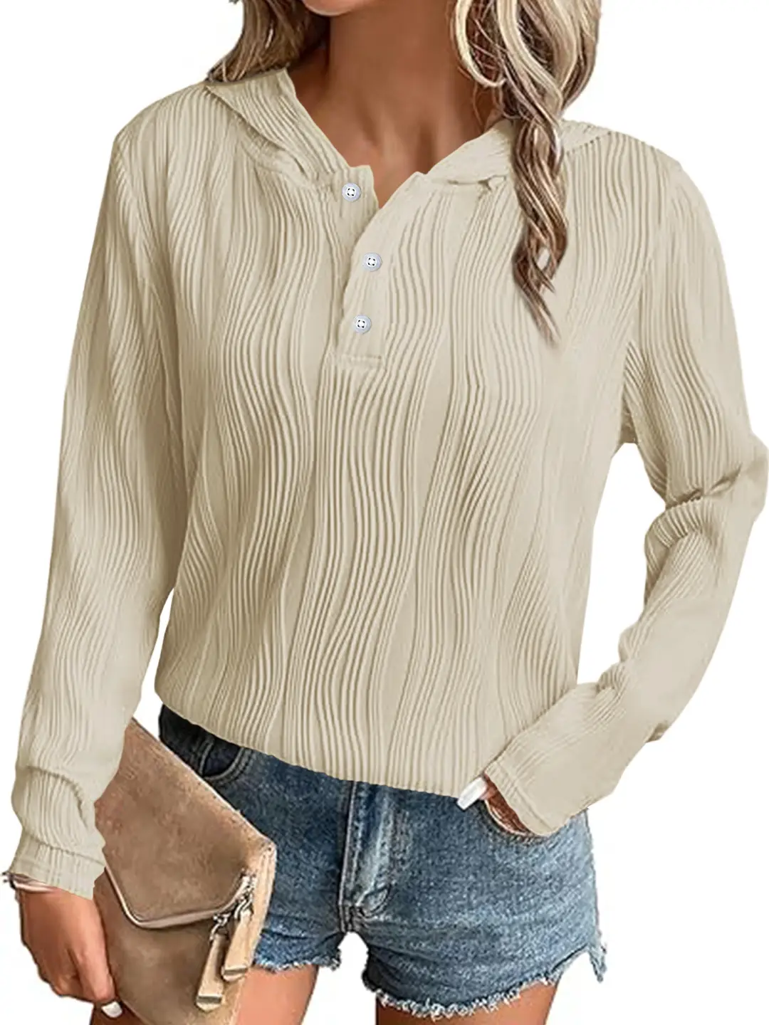 Women Hooded Sweater Jacket White Casual Winter