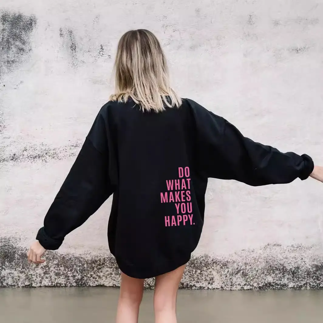Women Hoodie DoWhatMakesYouHappy Rose Red Lettering XS-5XL