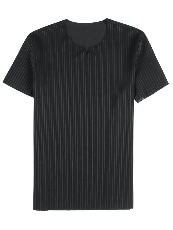 Men's Dark Stripe Slim Fit Silk T-Shirt