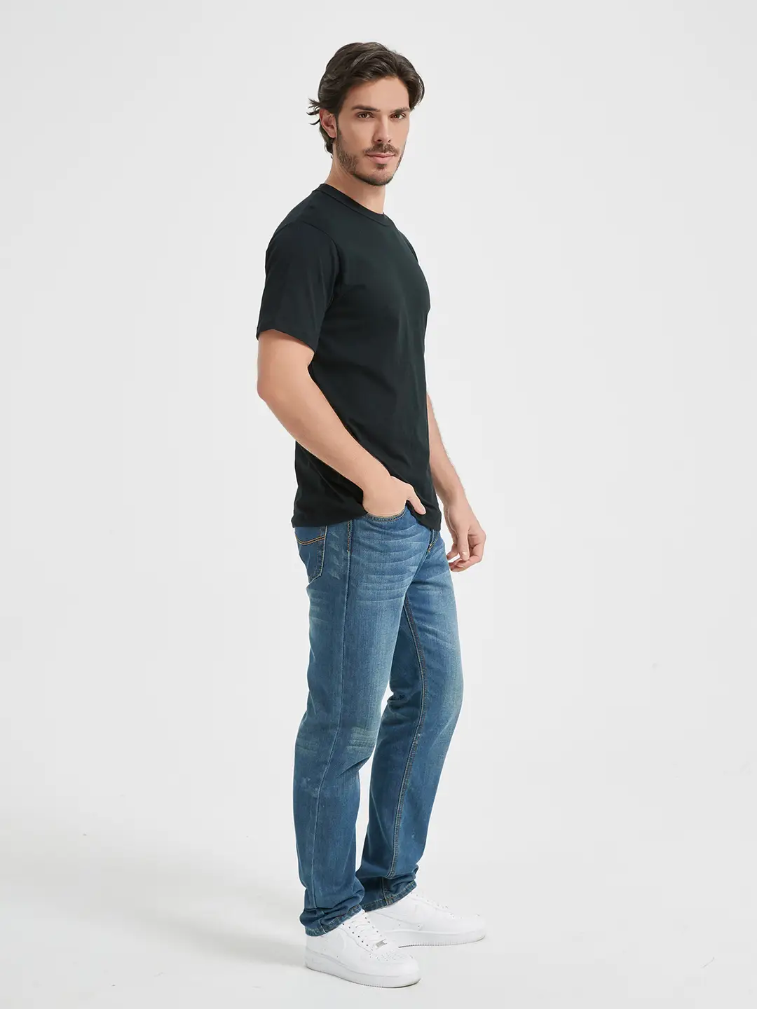 Men Loose Cotton T-Shirt Brown Classic Fit