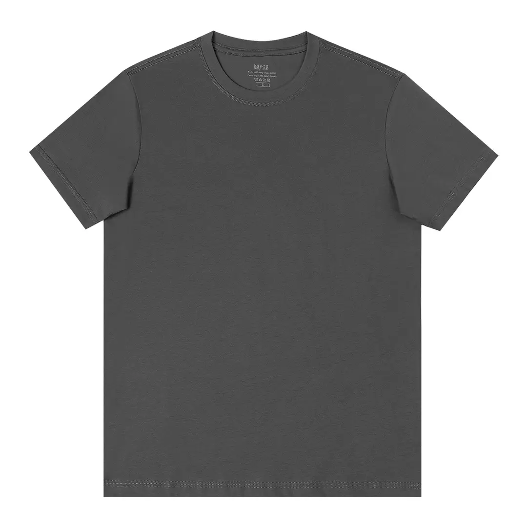 Men Short Sleeve Ice Silk Cotton T-Shirt Black