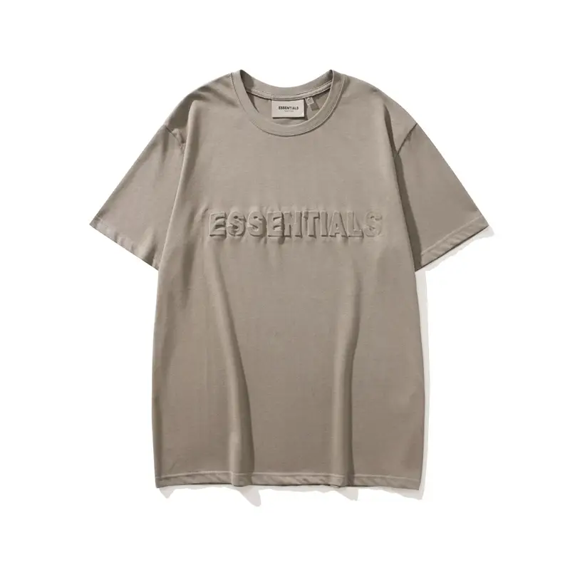 Men Embossed ESSENTIALS T-Shirt Casual Short Sleeve