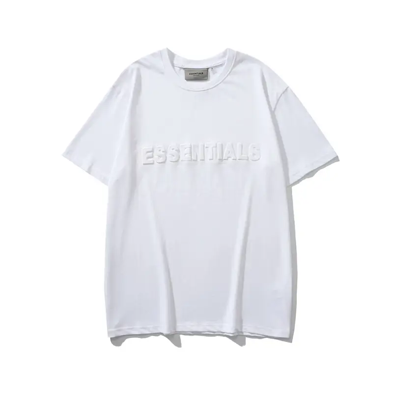 Men Embossed ESSENTIALS T-Shirt Casual Short Sleeve